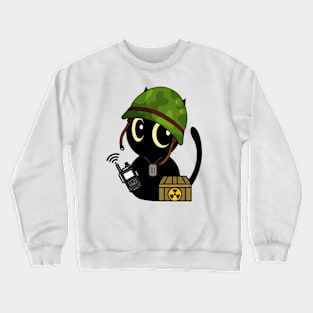 Cute black cat is a military pet Crewneck Sweatshirt